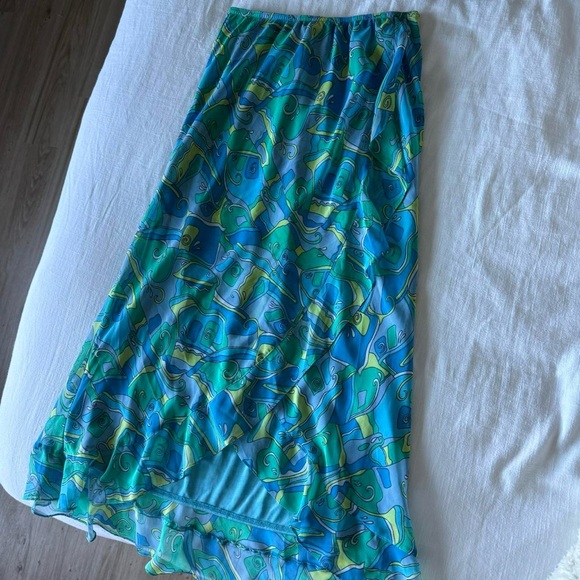 Vintage blue printed midi skirt - Picture 3 of 8